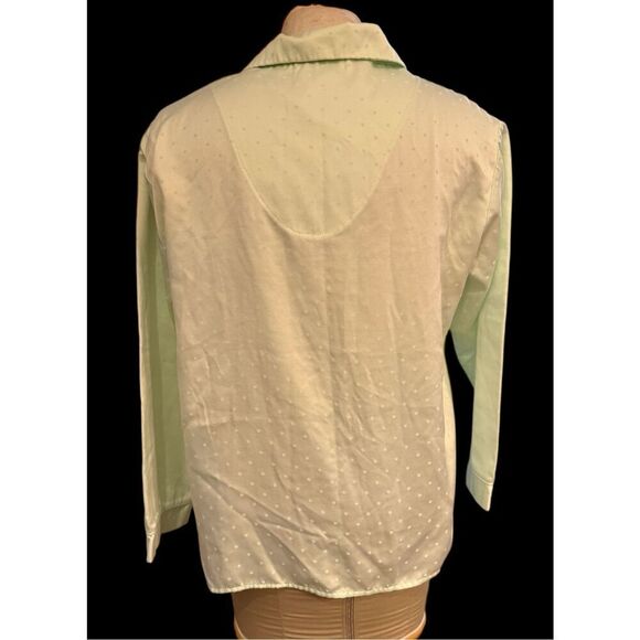 Miss Elaine Women’s Pajama Set Size M Light Green Faint Polka Dots 2-Pieces - Picture 4 of 10